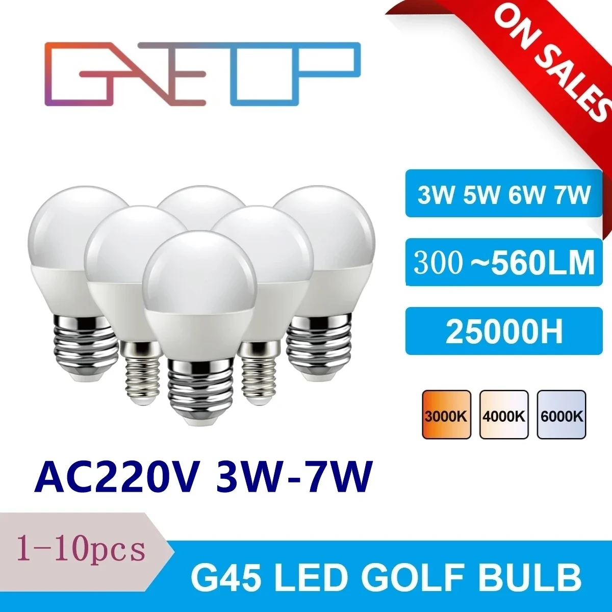 

1-10PCS Led Golf Bulb G45 AC220V 3W 5W 6W 7W E14 E27 B22 3000K 4000K 6000k Lamp Light For Home Decoration