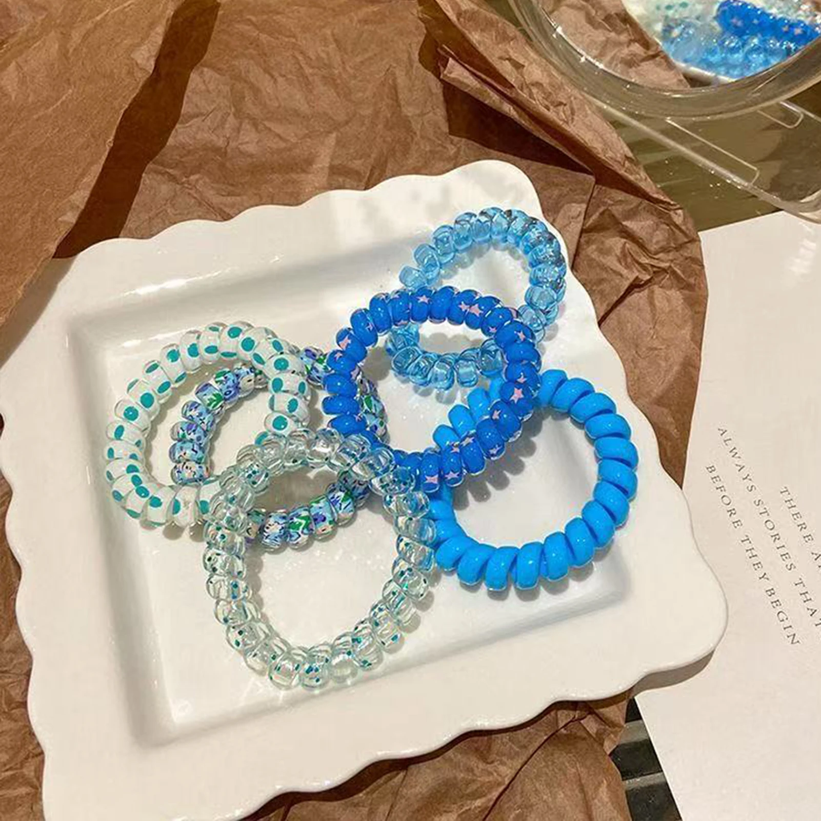 

6 шт., спиральные ленты для волос, высокая эластичность, резинка для волос ярких цветов, милый держатель для хвоста для девочек, резинка для волос, модное повседневное украшение для волос