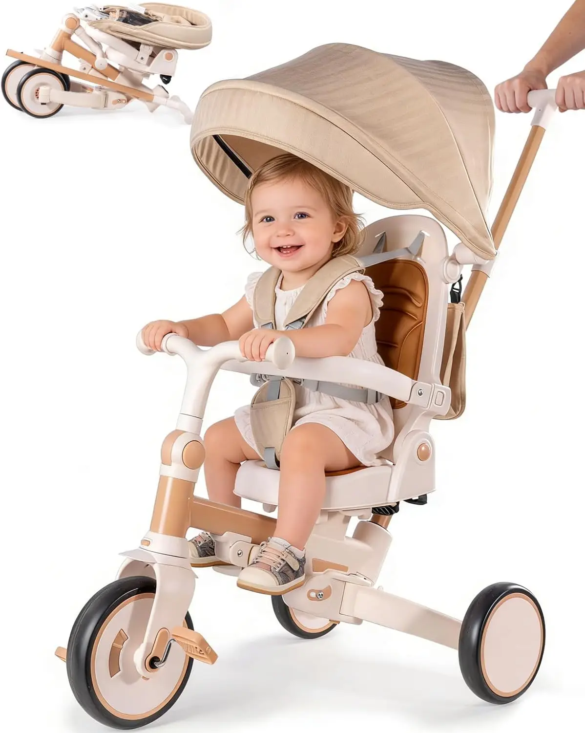 

Складная коляска-трайк 7-в-1 с ручкой для управления, подарок для детей от 12 месяцев до 6 лет