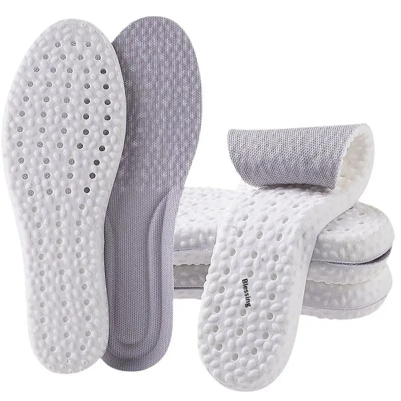 Large Size 4D Sports Massage Insoles EU47-48 For Adults High Elastic Soft Deodorization Massage PU Running Football Shoe Pads