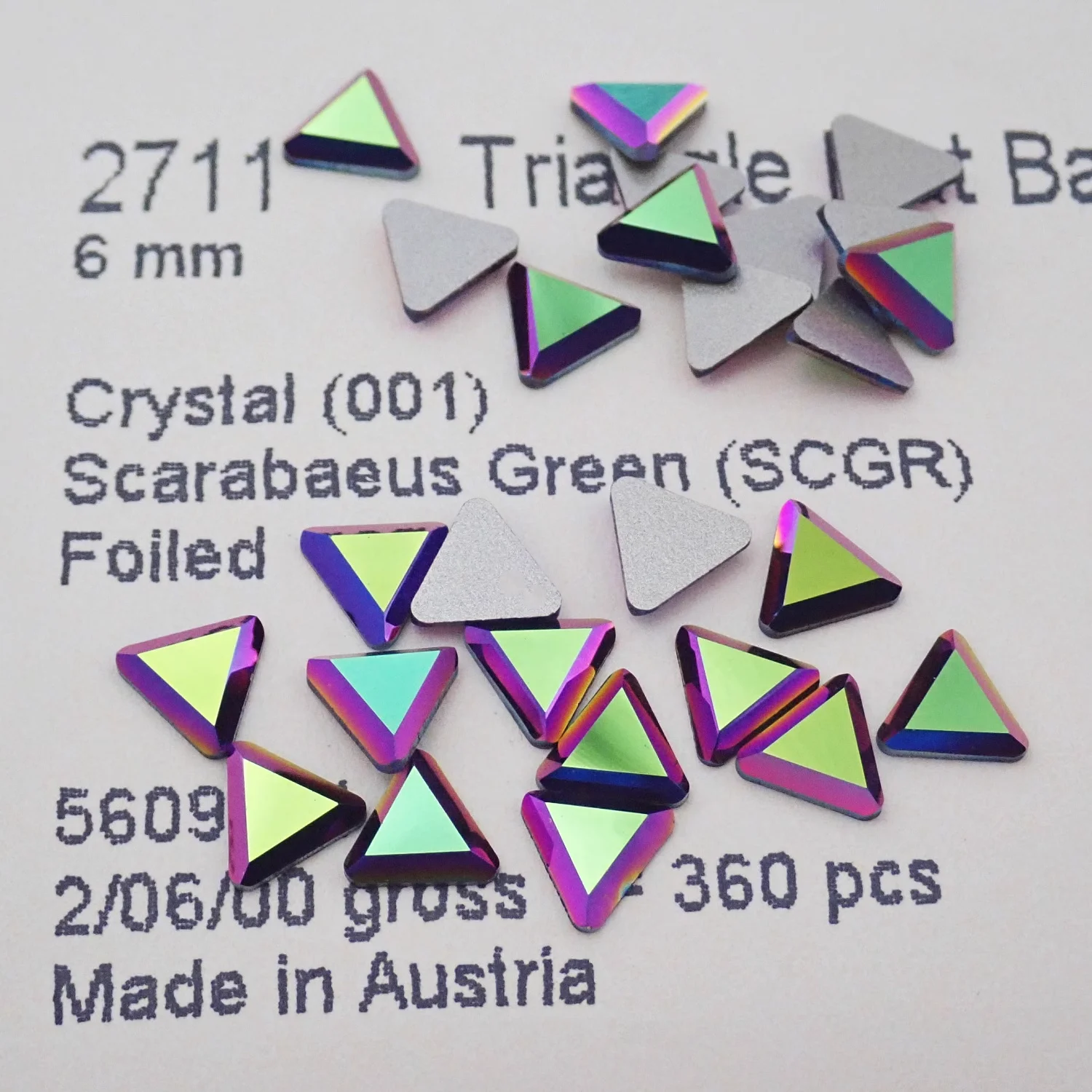 2711 Dreieck, flache Rückseite, kein Hotfix, echt aus Österreich, lose Perlen, Strasssteine für Nagelkunst, DIY-Schmuckherstellung, Zubehör
