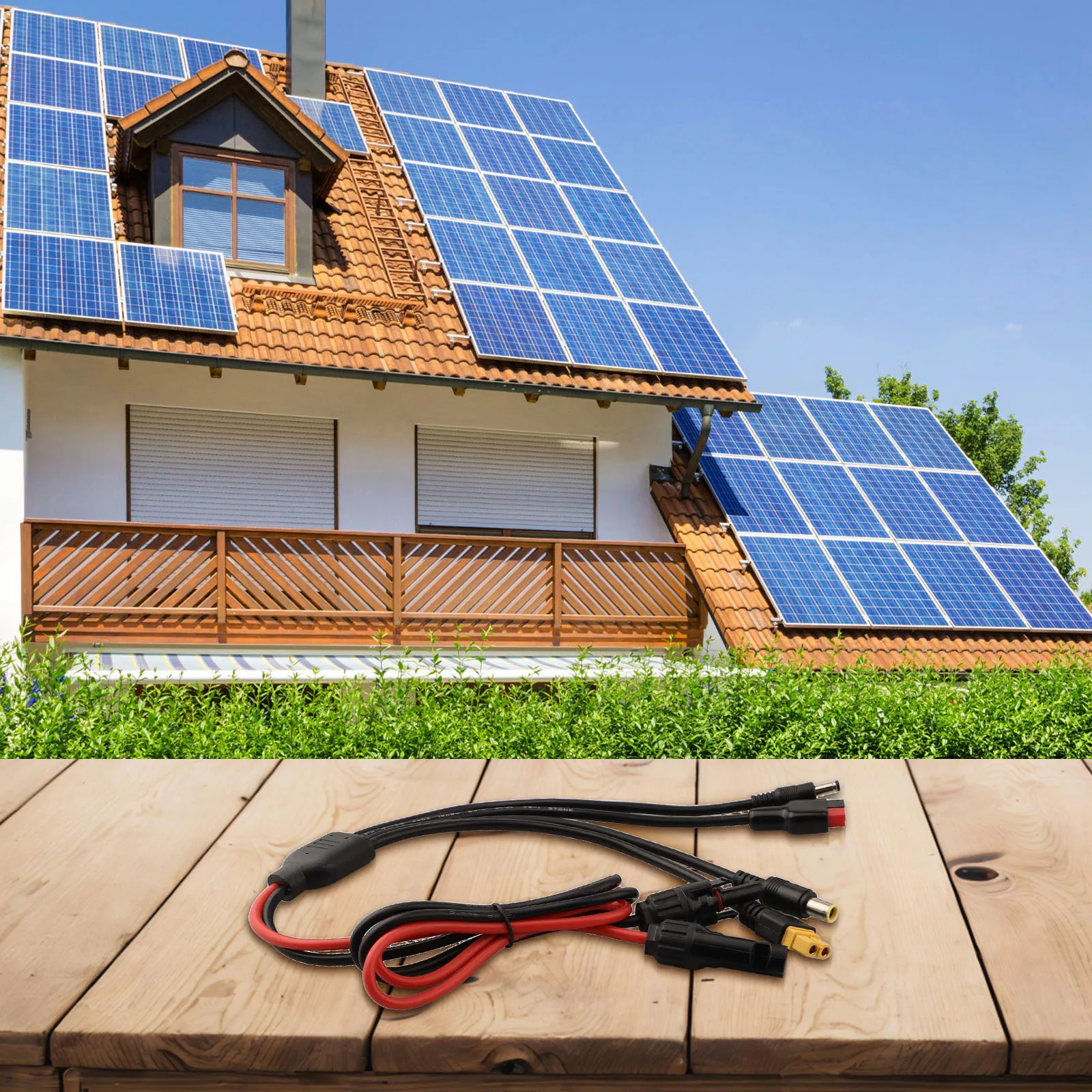 Adaptadores de conector de panel solar 4 en 1 para entradas XT60 DC5521 y DC7909 Cable de carga eficiente para estaciones de energía solar