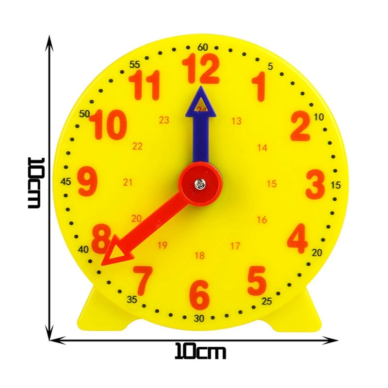4-дюймовые студенческие обучающие часы, модель времени, 12/24 часа, школьные обучающие инструменты, модель часов с двумя стрелками