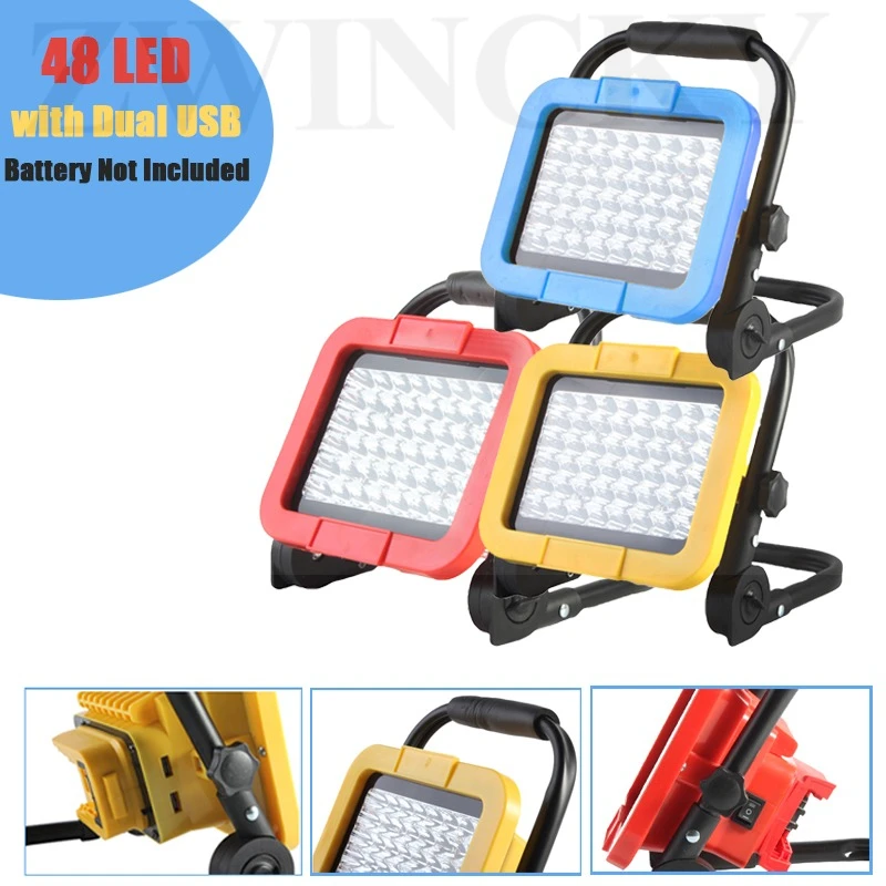 Luz de trabajo LED inalámbrica, foco para exteriores, trabajo, pesca, herramienta de emergencia portátil, luz para Makita/Dewalt/Milwaukee, batería de 18V