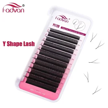 Extensiones de pestañas postizas Fadvan en forma de Y YY, pestañas postizas, malla envolvente, pestañas cruzadas en Y, puntas divididas