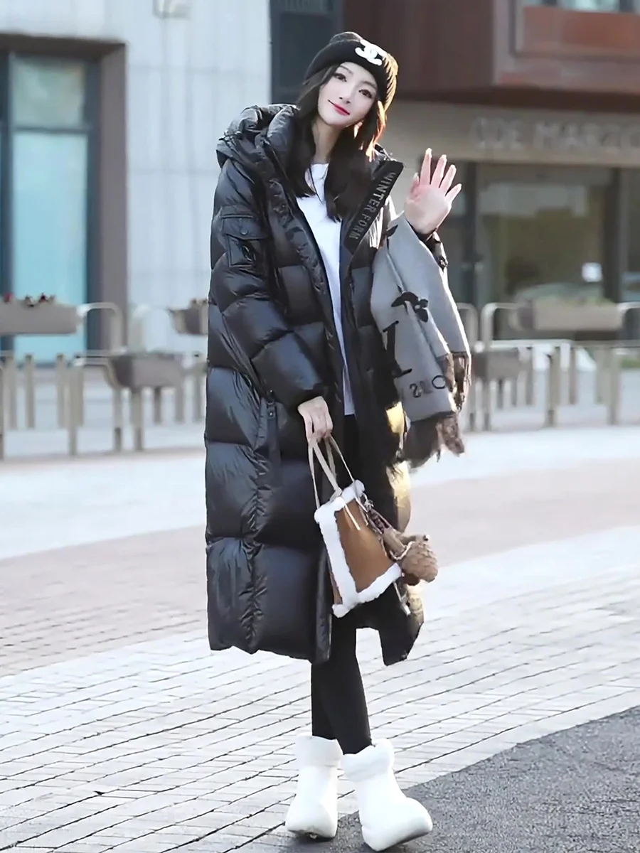 Ultra-Thi largo blanco Du down Puffer Jaet abrigo de invierno para mujer resistente al frío para ir al trabajo con sombrero señoras Faion