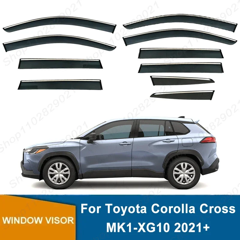 4/6Pcs Window Visor For Toyota Corolla Cross MK1-XG10 2021+ Weathershield Sun Rain Deflector Guard Car Window Deflector