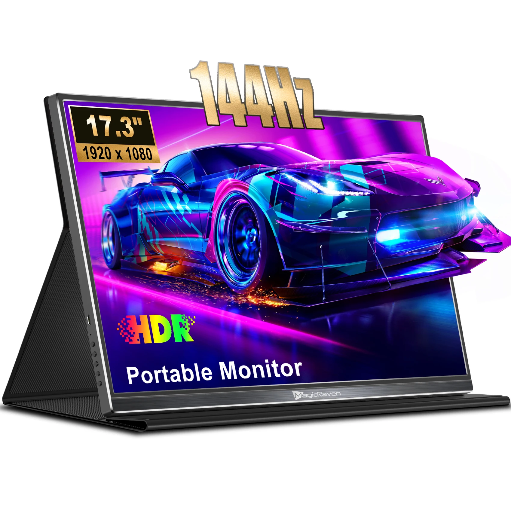 

Amoudo Portable Monitor 1920x1080P 17.3 Inch 144 Hz Game Monitor IPS LCD Panel Thin USB Type-C XBOX/Switch/PC Portable Display