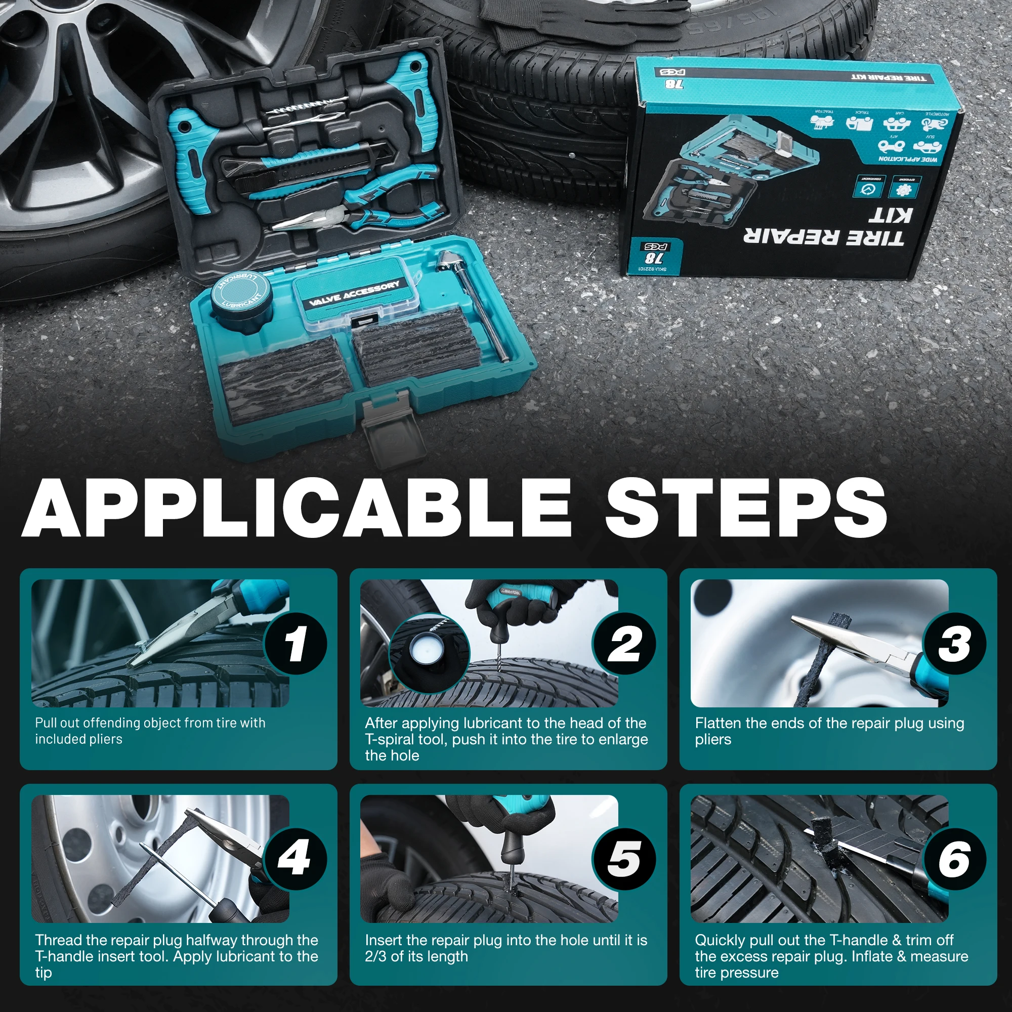 Professional Heavy-Duty Rivet Gun, One-Handed Pop Rivet Gun Set Robust Riveter with Shaft Container, Manual Riveting Tool, Tool-Free Interchangeable Heads, for Metal, Wood, and Plastic - view 5