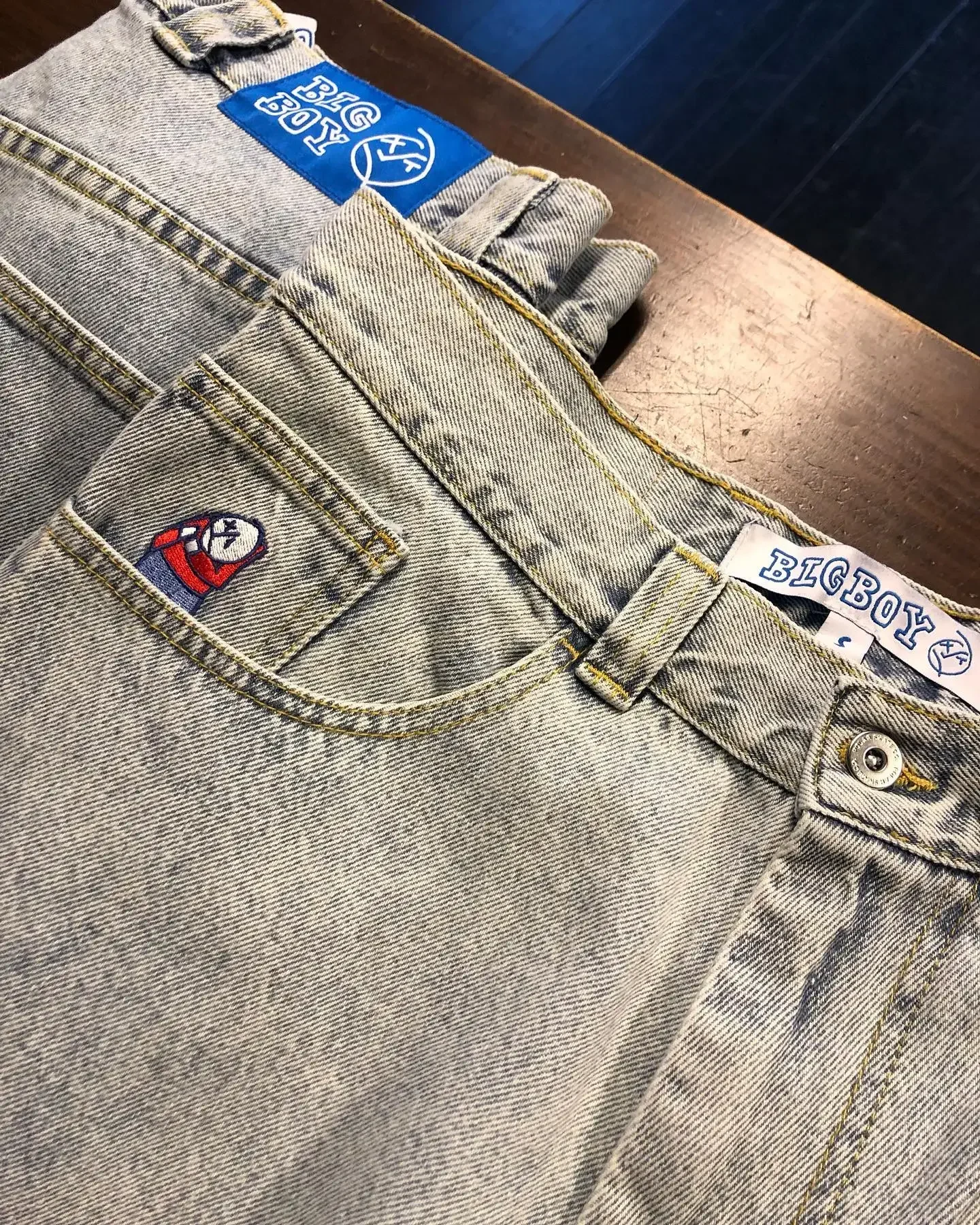 

Hip Hop Big Boy Jeans Y2K Pants Streetwear Gothic Cartoon Embroidery Retro Blue Baggy Jeans Punk Rock High Waist Wide Trouser