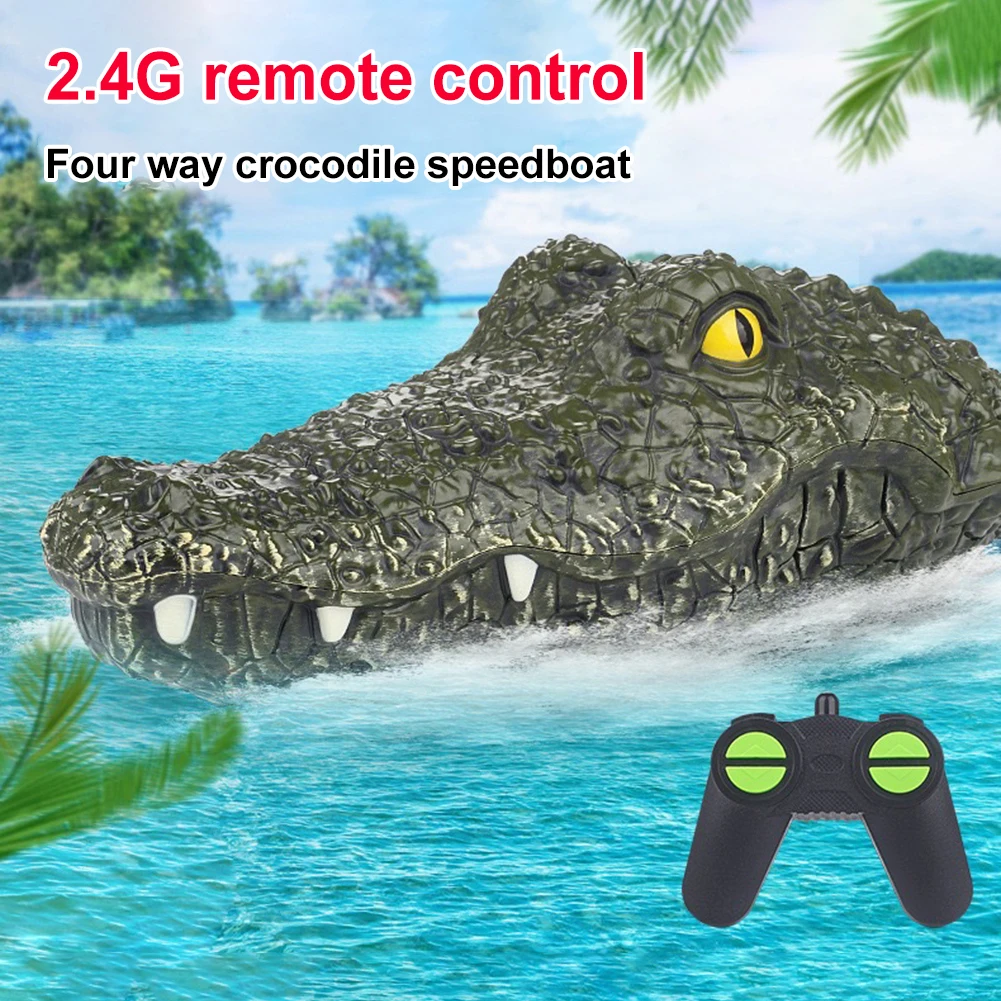 Zdalnie Sterowany Łódź Wyścigowa z Głową Aligatora 2.4GHz, Elektryczna, Symulacja Głowy Krokodyla, Letnie Zabawki Wodne, Prezent