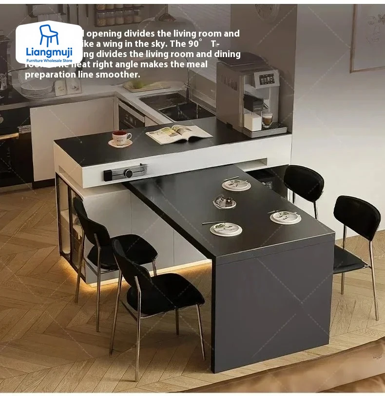 

Kitchen Island Dining Table Integrated Household Rotating Retractable Stone Plate Medium Kitchen Island Open Small Apartment