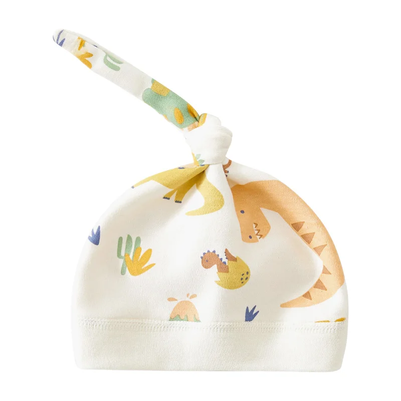 

0-6M Baby Hat Cotton Dinosaur Print Beanie for Boys Spring Autumn Newborn Hats Comfortable Breathable Infant Items