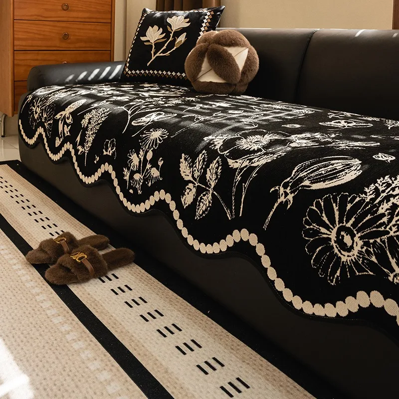 

Irregular Shape Sofa Cushion All Season Universal Anti Slip Sofa Cover French Straight Row Three Person Seat Cover Cloth Towel