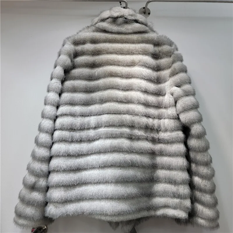 เสื้อโค้ทขนเฟอร์เทียมสำหรับผู้หญิง HKSH 2025 คอลเลคชั่นฤดูหนาว ปกพับได้ แขนยาวผูกเชือก สไตล์สตรีทแฟชั่น ทันสมัย อุ่นสบาย รุ่น HK14808