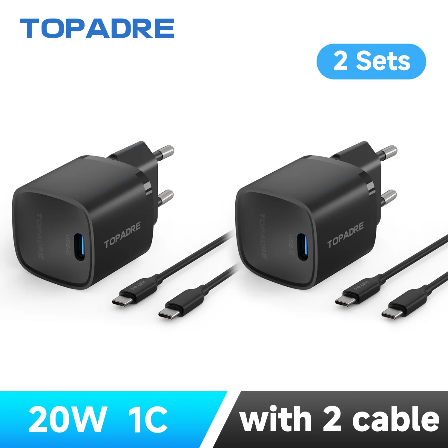 20W Quick Charge QC 3.0 PD USB Typ C Schnellladegerät für iPhone 17/16/5, Xiaomi Samsung Phone PD Ladegerät
