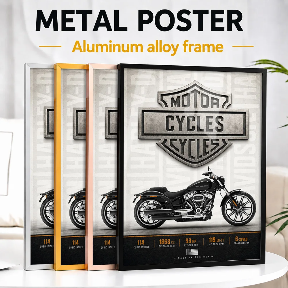 United States Cruiser Motorcycle Framed Metal Poster Personalized Photo High Speed Style Wall Art For Garage Unique Rider Gift