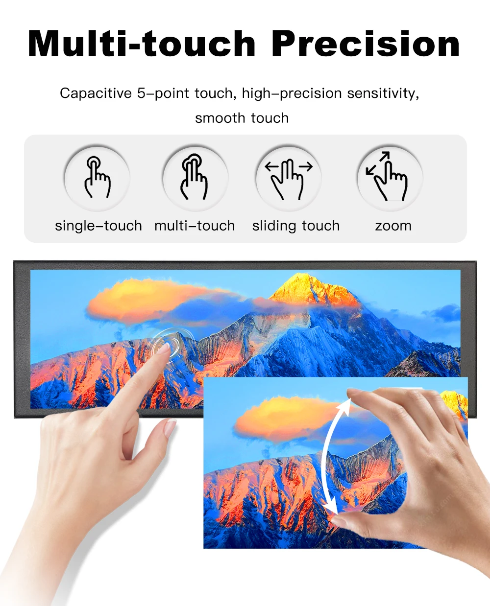 Imagem -04 - Lesown-mini Touch Screen Bar Monitor de Tira Longa Hdmi Pequeno Estiramento Largo Display Secundário para Monitoramento Aida64 pc Case 6.9 7.9