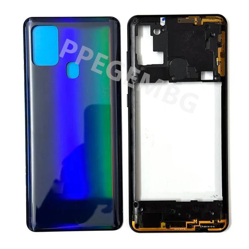 Full Housing A21s Case For Samsung Galaxy A21s A217 Middle Frame Chassis Battery Back Cover Rear Door Lid Panel Adhesive Parts