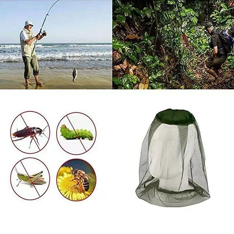 Outdoor Mesh Fisherman Hat Fishing Camping Anti-Mosquito Breathable Mesh Hat Portable Anti-Bee Mask Hood Adjustable Size