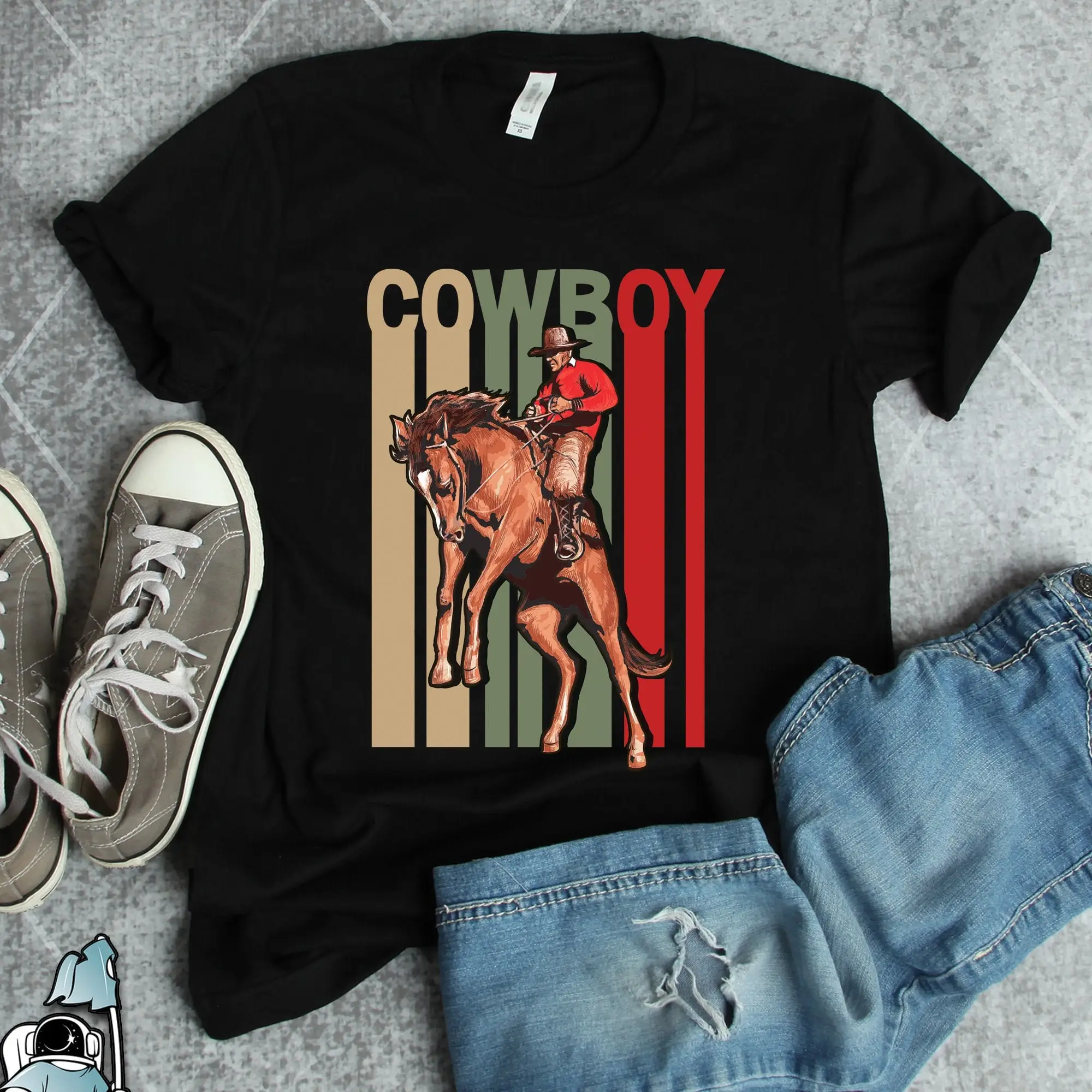 Cowboy T Shirt Rodeo Retro Horseback Riding Horse Lover