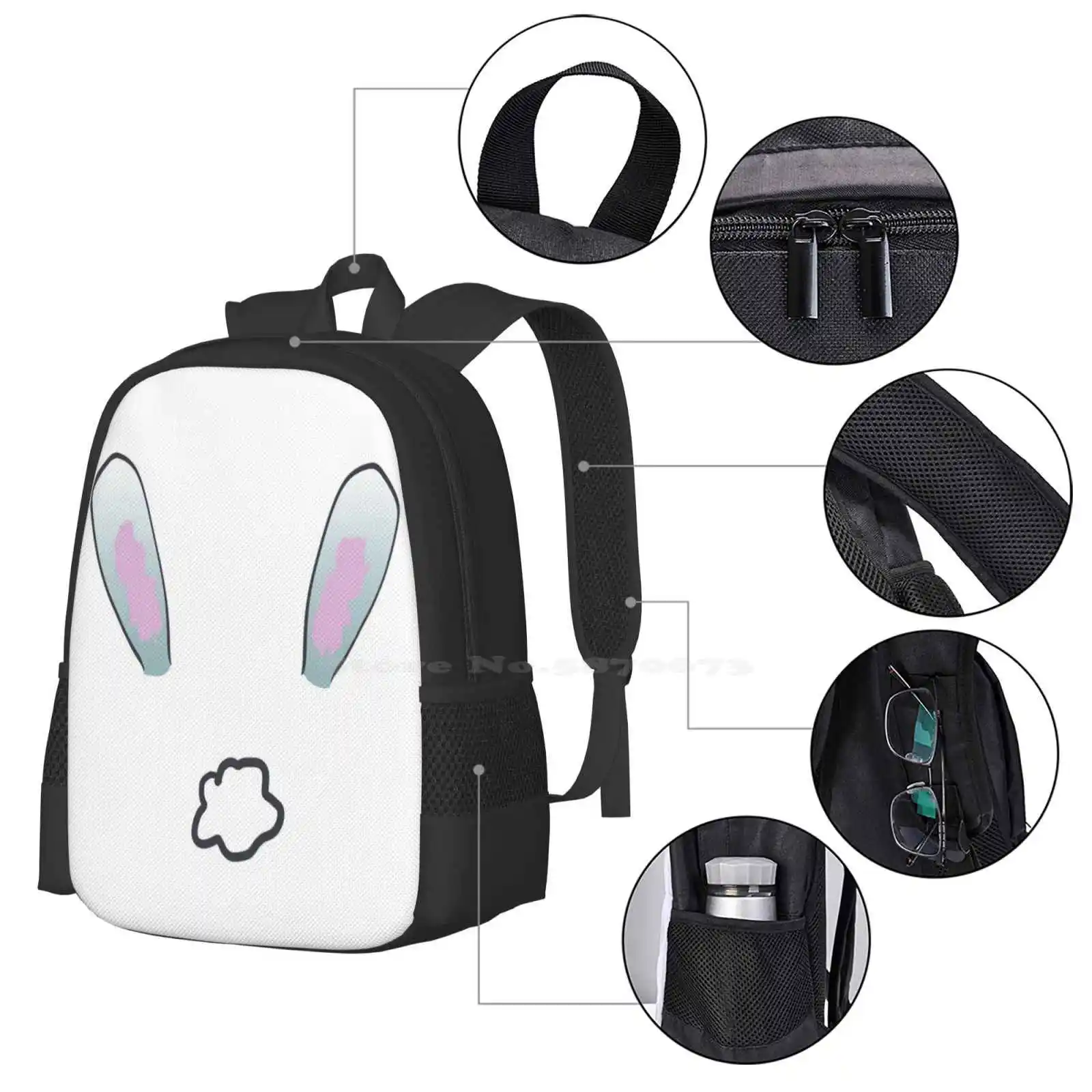 Oh How Cottontail Fashion Pattern Design Travel Laptop School Backpack Bag Ohhow Woww Virtual Bunny Ears Cottontail