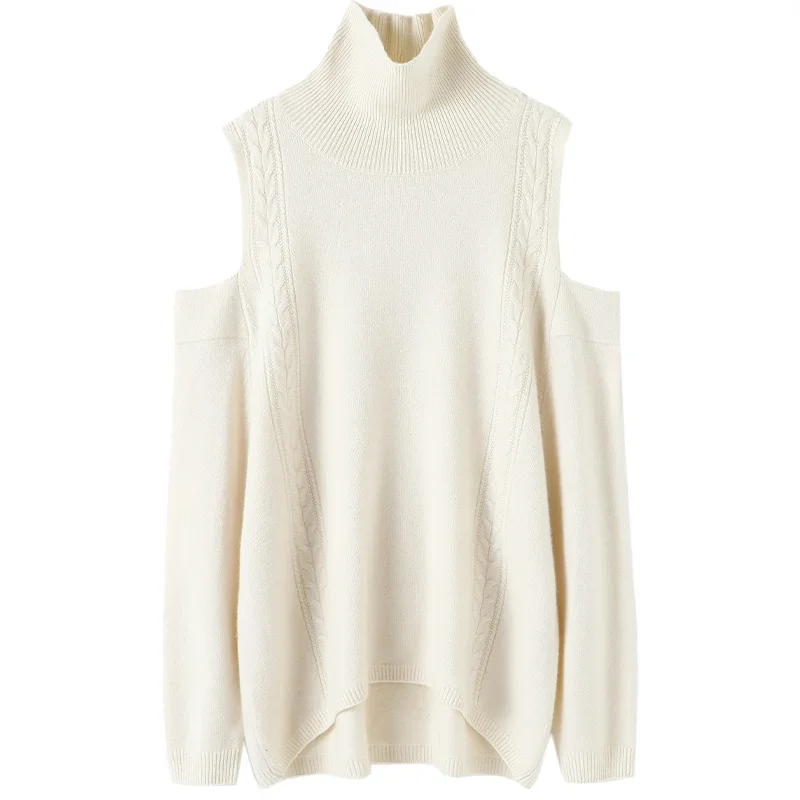 

Off Shoulder Pullover Turtleneck 100% Cashmere Winter Warm Sweater Women New Latest Fashion for Women Clothes