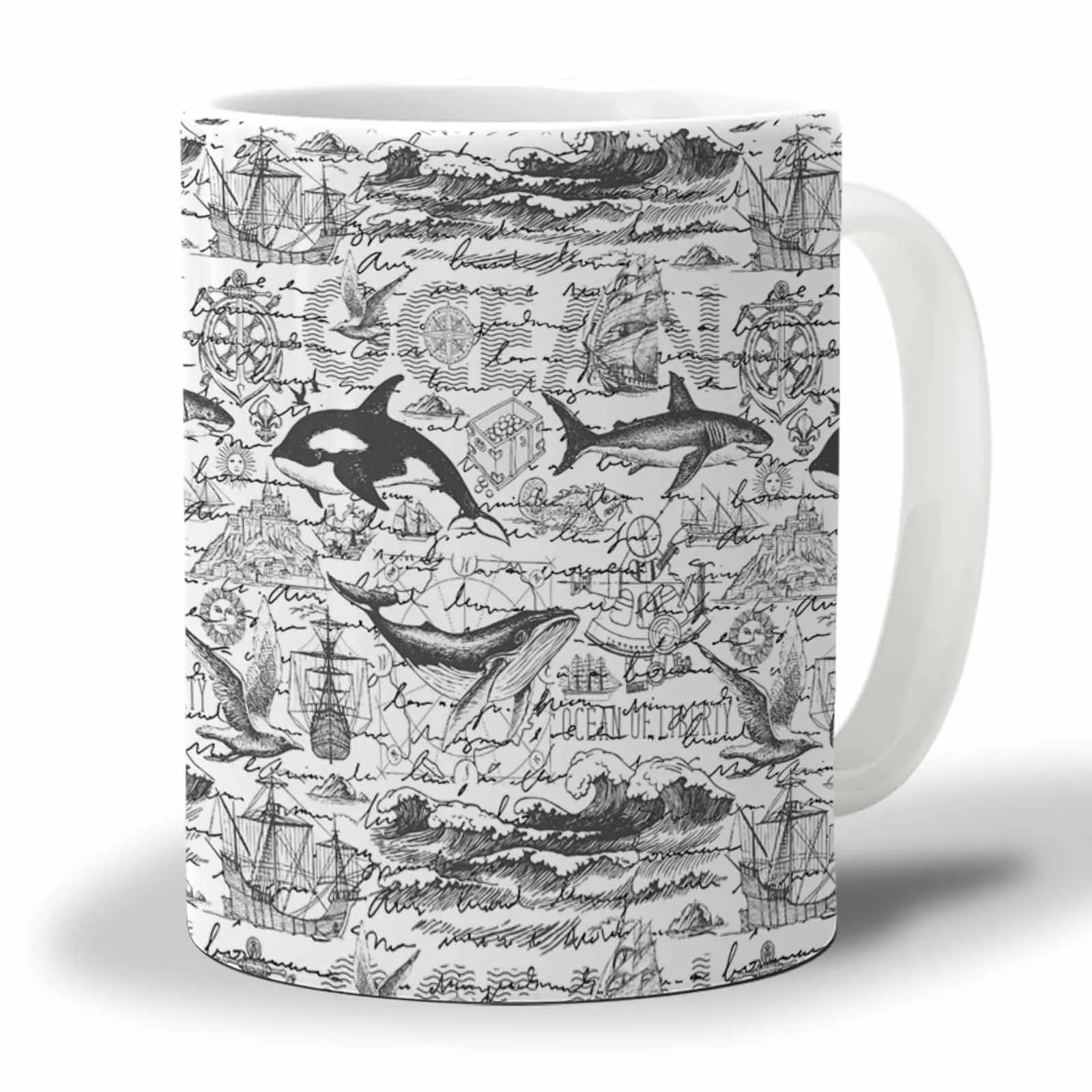 Original Mugs Free Shipping Marine Creatures Custom Cup Dolphins Personalized Mug Whales Coffee Cups Ceramic Drinkware Kitchen