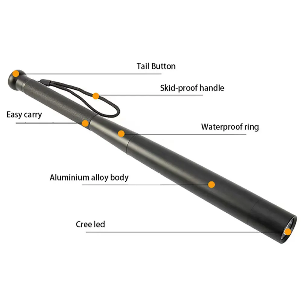 Baseball Bat LED Flashlight T6 Torch Super Bright Baton Aluminium Alloy Torch For Emergency And Self Outdoor Lighting