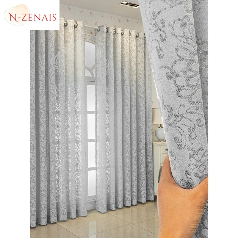 

Custom Size European style sunshade modern light luxury shading Curtains for Living dining room bedroom White Tulle Elegant