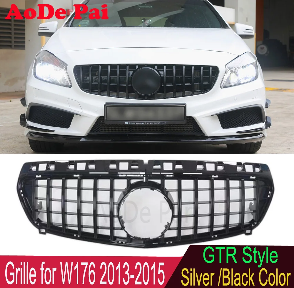 

2013-2015 W176 Grille GTR Panamericana Style Front Bumper Grill Mesh Hood for Mercedes A Class W176 Prefacelift A180 A200 A250