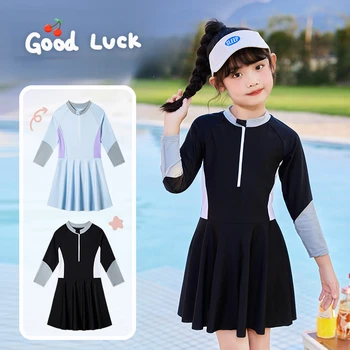 아동용 긴팔 수영복, 여아 수영복 세트, 아동용 수영복, 십대, 여름 해변, 신규, UPF50 +, 2-14Y