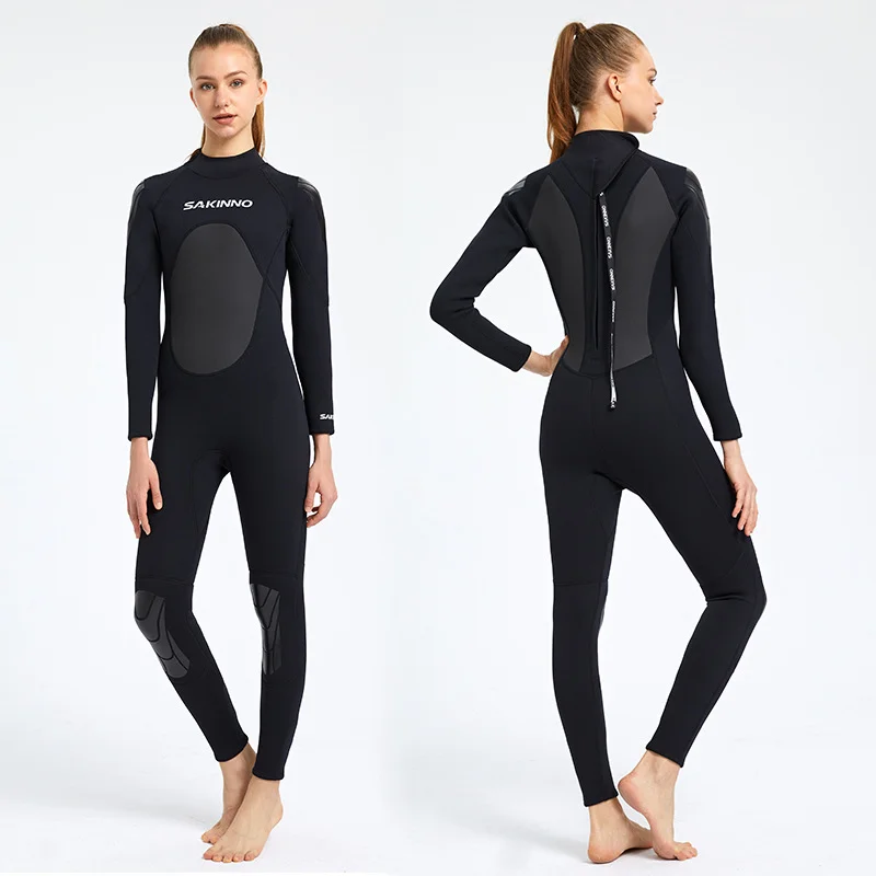 New 3mm Couple Style One-piece Diving Suit Men's Warm And Cold Resistant Long Sleeved Diving Suitwomen's Swimming Snorkeling