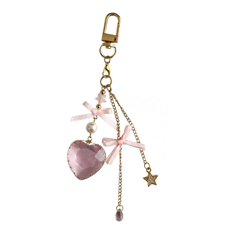 

Elegant Heart Keyring Stylish Bowknot Pendant Charm Accessory for Bag and Key 97QE