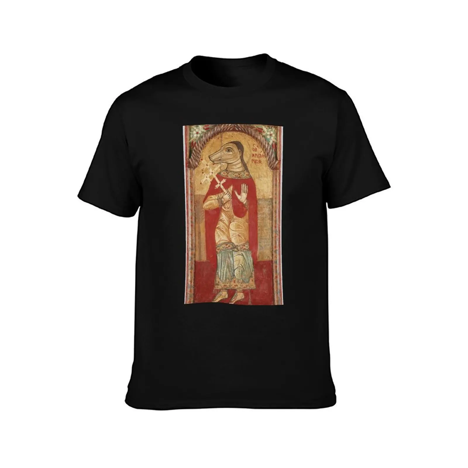 Saint Christopher as a Cynocephalus, Cappadocia, 17th century. T-Shirt Classic Print Short Sleeve Shirt T-Shirt