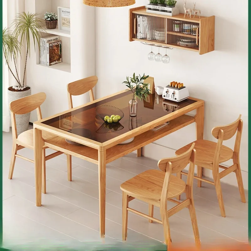 

Combination modern simple small apartment tempered glass dining table