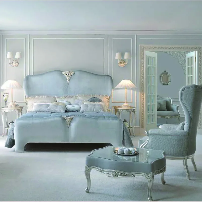 2026 Elegant Young People Bedroom Set Customized Home Furniture Hand Made Rococo French Furniture Full Set Matching
