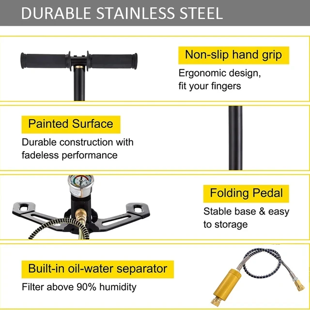 Imagem -05 - Estágio Pcp Bomba de ar Compressor o 300bar Operado Tanque Hpa Caça Carro Bicicleta Air Rifle de Alta Pressã 30mpa 4500psi