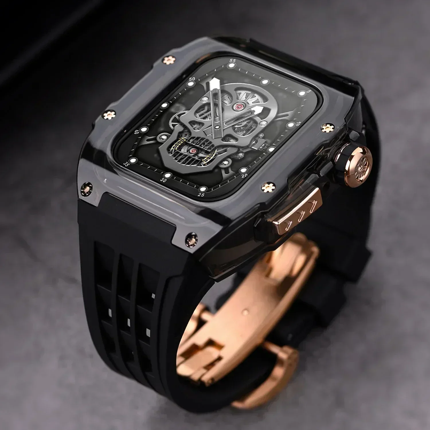 Luxury Glacier Modification Kit for IWatch Series 9 8 7 6 5 4 SE 45MM 44MM Transparent Case for Apple Watch Ultra 49mm Mod Band
