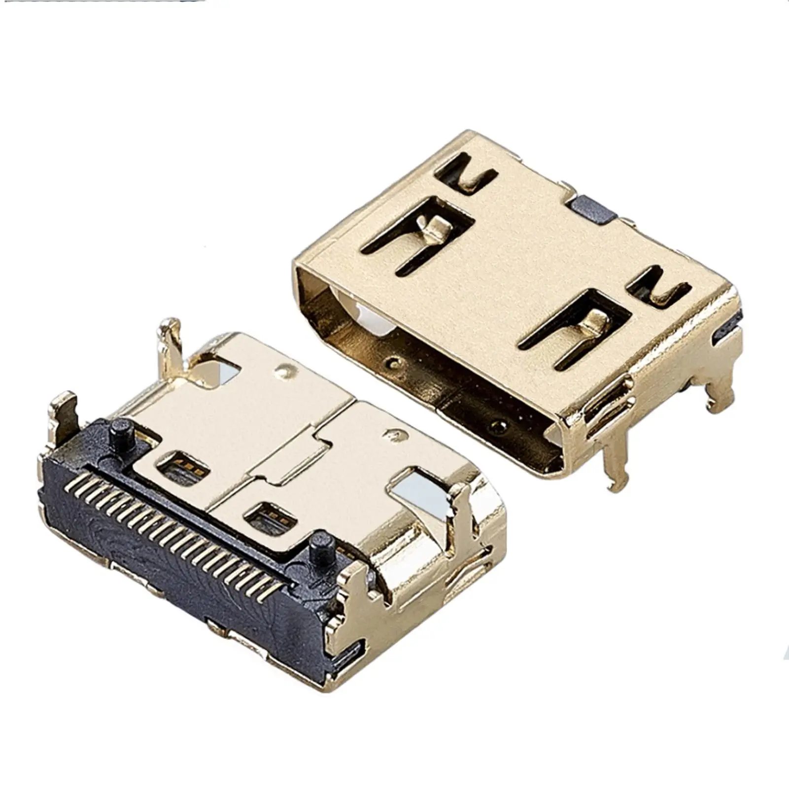 HDMI 19P موصل صغير HDMI أنثى مطلية بالذهب 19 دبوس لحام موصلات الأسلاك SMT المقبس