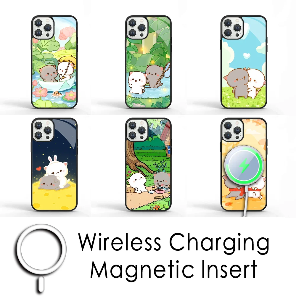 

Peach Cat Phone Case For IPhone 16 15 Pro Max Case 14 Plus 13 12 11 Magesafe Magnetic Wireless Charge Cover