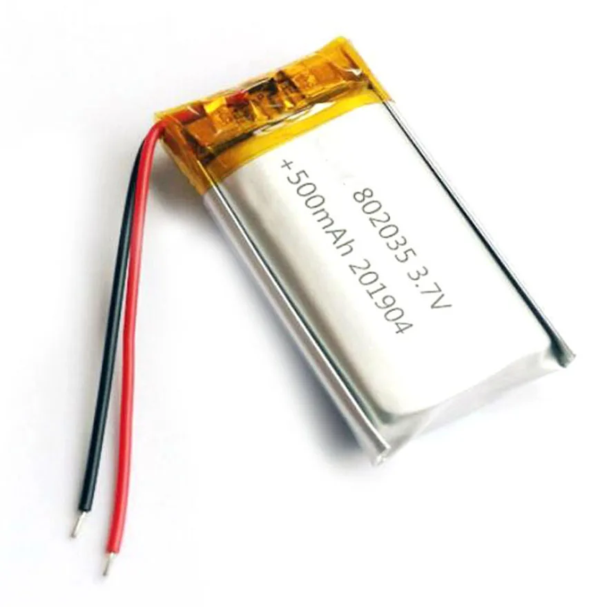 

2/5/10/20 Pcs 3.7V 500mAh 802035 Lithium Polymer Ion Battery 2.0mm JST Connector