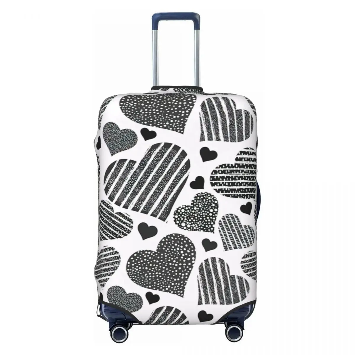 Black And White Hearts  Print Luggage Protective Dust Covers Elastic Waterproof 18-32inch Suitcase Cover Travel Accessories