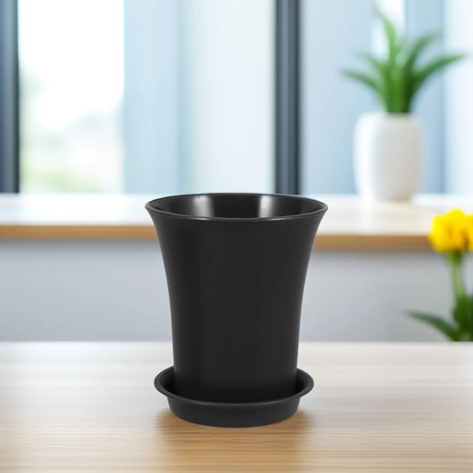

10 Pcs Mini Plastic Flower Pots with Drainage Holes Trays for Succulents Black PP Plant Growing Containers Garden