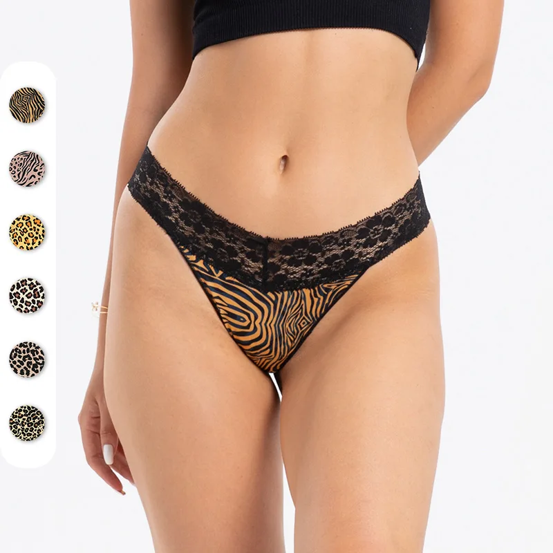 Pack of 3 large size pure cotton underwear, sexy lace thong, invisible low waist hip lift pattern
