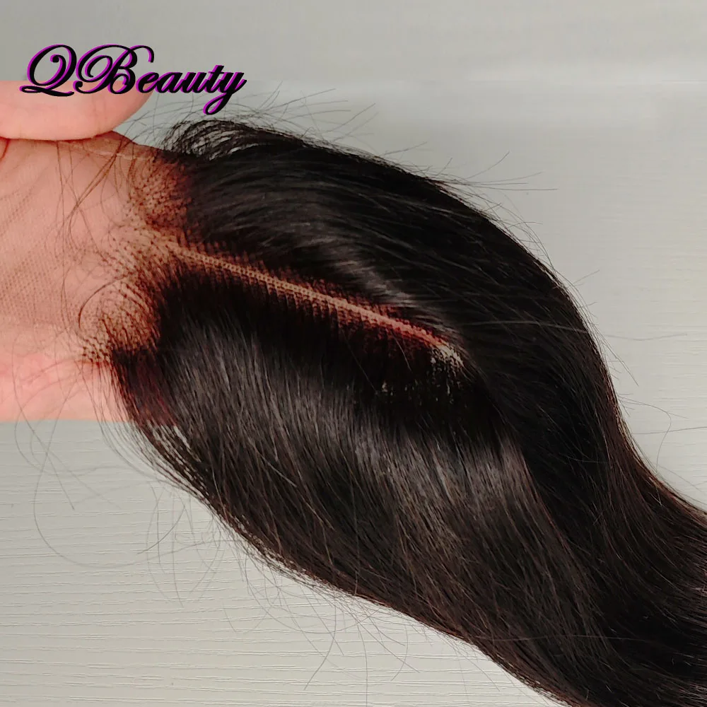 Capelli umani al 100% 2x6 Kim K Chiusura in pizzo Pre-pizzicato Parte libera in pizzo trasparente 10-22 pollici Capelli indiani morbidi e lisci QBeauty