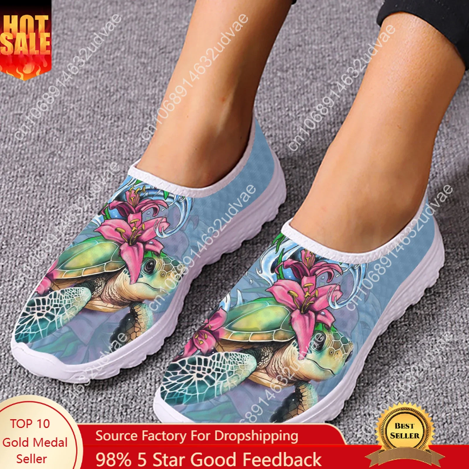 

Polynesian Turtle Loafers Hibiscus Print Shoes Hawaiian Flower Comfortable Slip-on Women's Shoes Mesh Shoes Footwear
