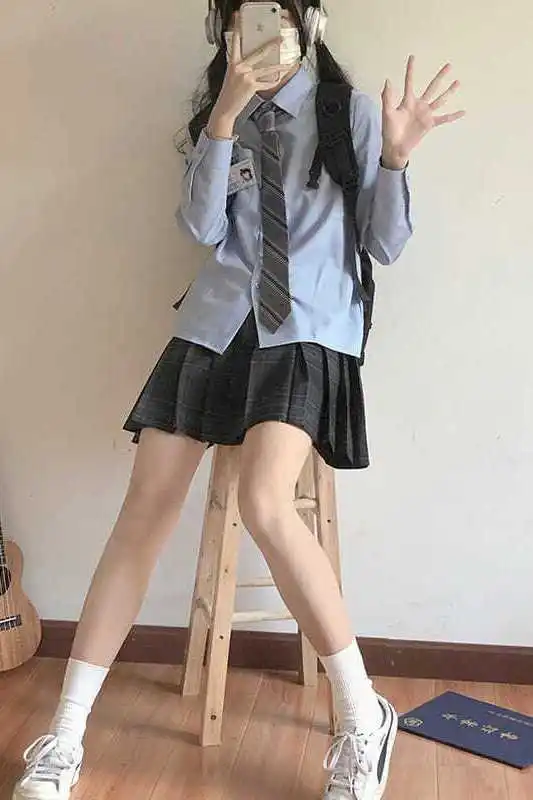 

Японская оригинальная японская рубашка JK, женская рубашка в студенческом стиле, базовая универсальная тонкая студенческая рубашка с длинными рукавами, новый стиль на весну и осень