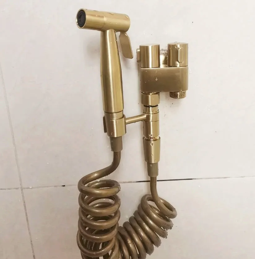 brushed gold two way Handheld Bidet Sprayer for Toilet  Watering Can Bidet Faucet Toilet Bidet Shower Head for Self Cleaning