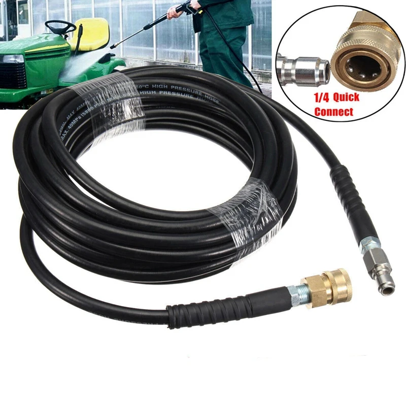 15M High Pressure Washer Hose Tube 1/4 Quick Connect Car Washer Cleaning Hose